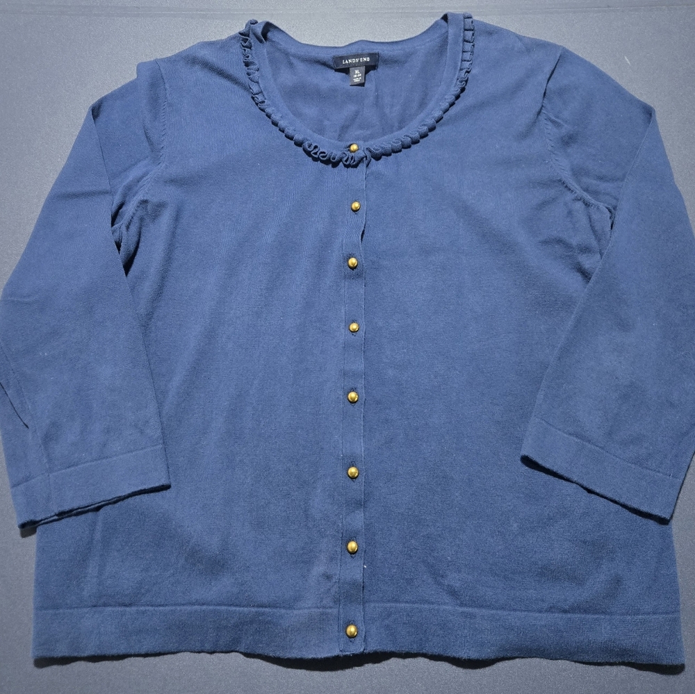 Womens Lands End, 3/4 sleeve, blue, XL